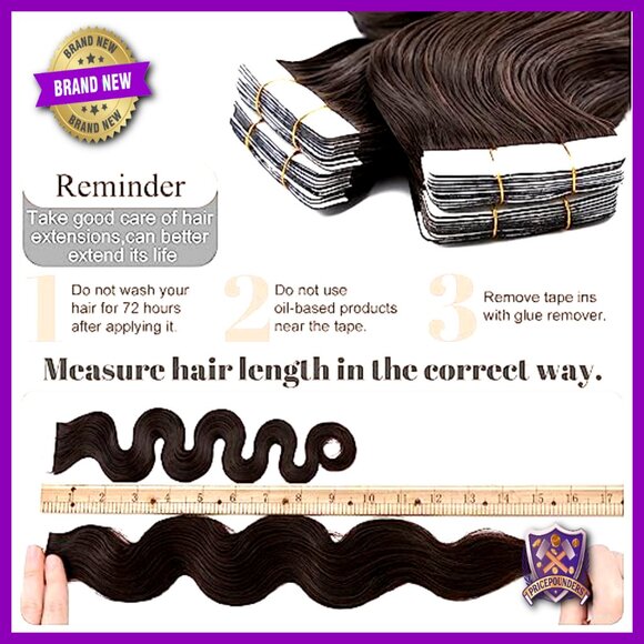 20pcs Human Hair Tape-In Extensions 14 Inch Body Wave Seamless Weft